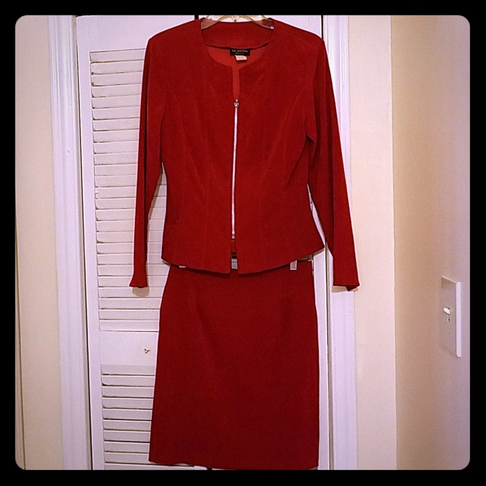 2 piece jacket with mini skirt to match